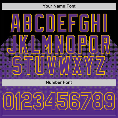 Custom Black Purple-Gold 3D Pattern Design Gradient Square Shapes Authentic Baseball Jersey - Sky-Custom