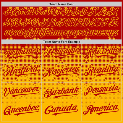 Custom Red Gold 3D Pattern Design Gradient Square Shapes Authentic Baseball Jersey - Sky-Custom