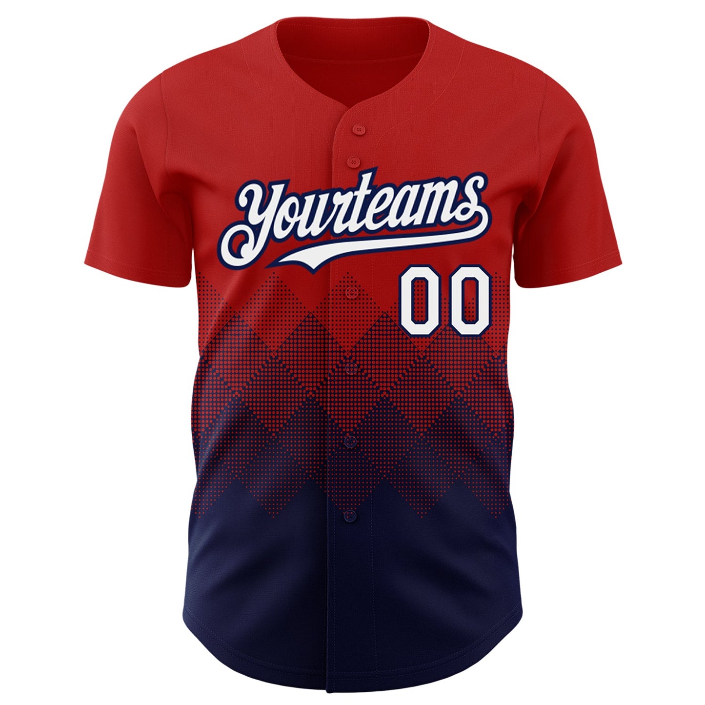 Custom Red White-Navy 3D Pattern Design Gradient Square Shapes Authentic Baseball Jersey - Sky-Custom