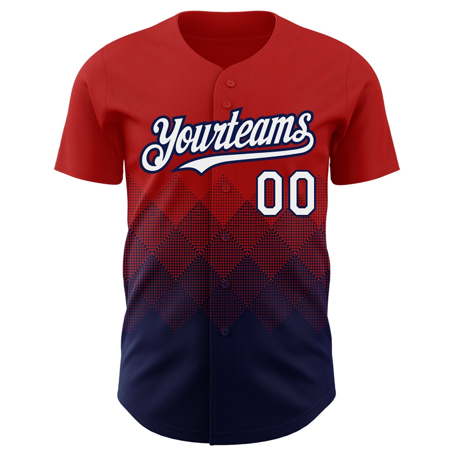 Custom Red White-Navy 3D Pattern Design Gradient Square Shapes Authentic Baseball Jersey - Sky-Custom