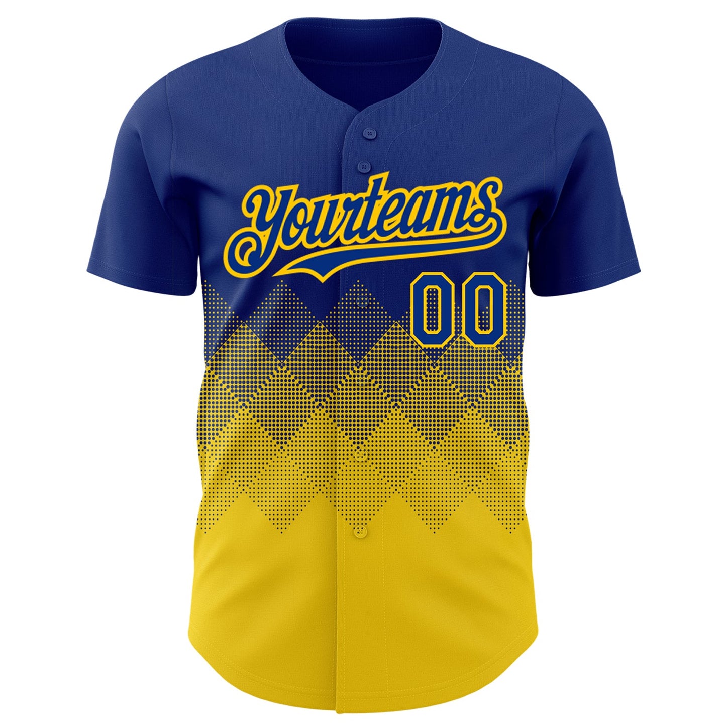Custom Royal Yellow 3D Pattern Design Gradient Square Shapes Authentic Baseball Jersey - Sky-Custom