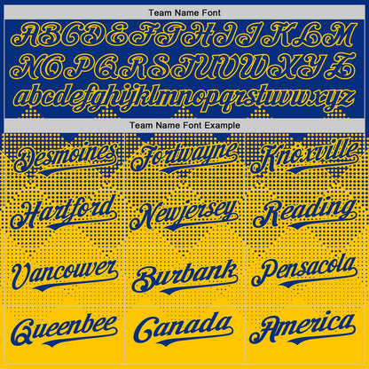 Custom Royal Yellow 3D Pattern Design Gradient Square Shapes Authentic Baseball Jersey - Sky-Custom