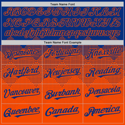 Custom Royal Orange 3D Pattern Design Gradient Square Shapes Authentic Baseball Jersey - Sky-Custom
