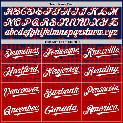 Custom Navy White-Red 3D Pattern Design Gradient Square Shapes Authentic Baseball Jersey - Sky-Custom