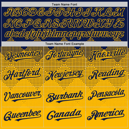 Custom Navy Gold 3D Pattern Design Gradient Square Shapes Authentic Baseball Jersey - Sky-Custom