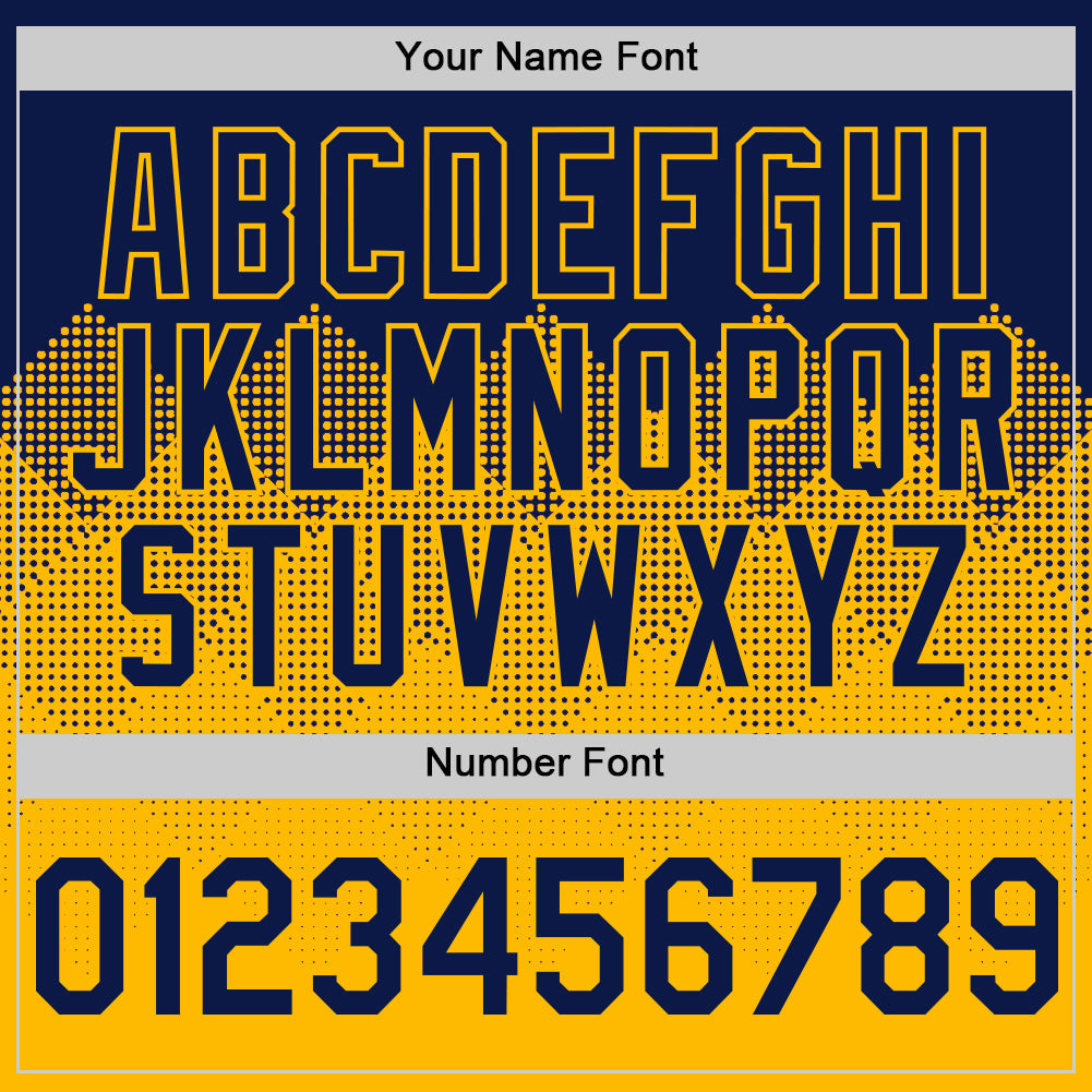 Custom Navy Gold 3D Pattern Design Gradient Square Shapes Authentic Baseball Jersey - Sky-Custom