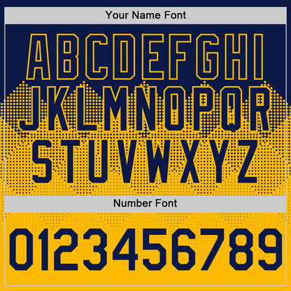 Custom Navy Gold 3D Pattern Design Gradient Square Shapes Authentic Baseball Jersey - Sky-Custom