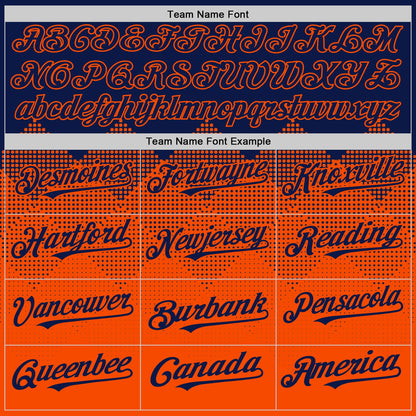 Custom Navy Orange 3D Pattern Design Gradient Square Shapes Authentic Baseball Jersey - Sky-Custom