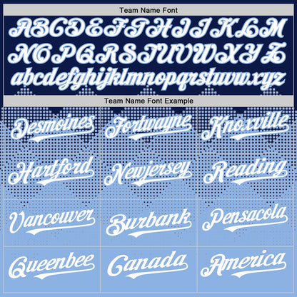 Custom Navy White-Light Blue 3D Pattern Design Gradient Square Shapes Authentic Baseball Jersey - Sky-Custom