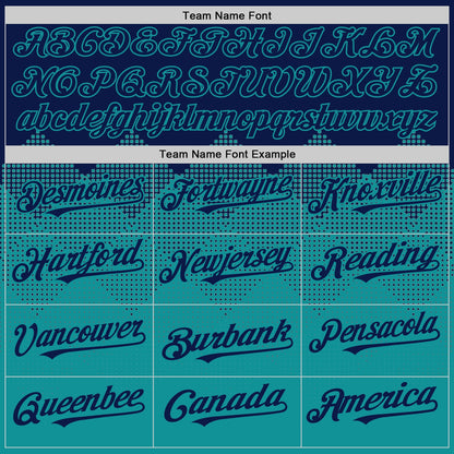 Custom Navy Teal 3D Pattern Design Gradient Square Shapes Authentic Baseball Jersey - Sky-Custom