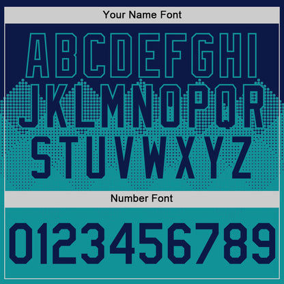 Custom Navy Teal 3D Pattern Design Gradient Square Shapes Authentic Baseball Jersey - Sky-Custom