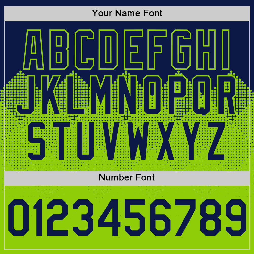 Custom Navy Neon Green 3D Pattern Design Gradient Square Shapes Authentic Baseball Jersey - Sky-Custom