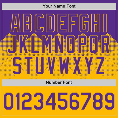 Custom Purple Gold 3D Pattern Design Gradient Square Shapes Authentic Baseball Jersey - Sky-Custom