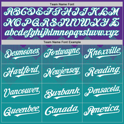 Custom Purple White-Teal 3D Pattern Design Gradient Square Shapes Authentic Baseball Jersey - Sky-Custom
