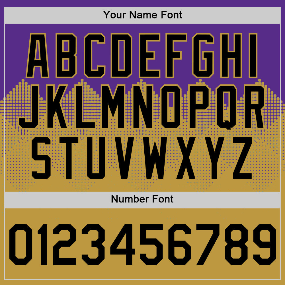 Custom Purple Black-Old Gold 3D Pattern Design Gradient Square Shapes Authentic Baseball Jersey - Sky-Custom