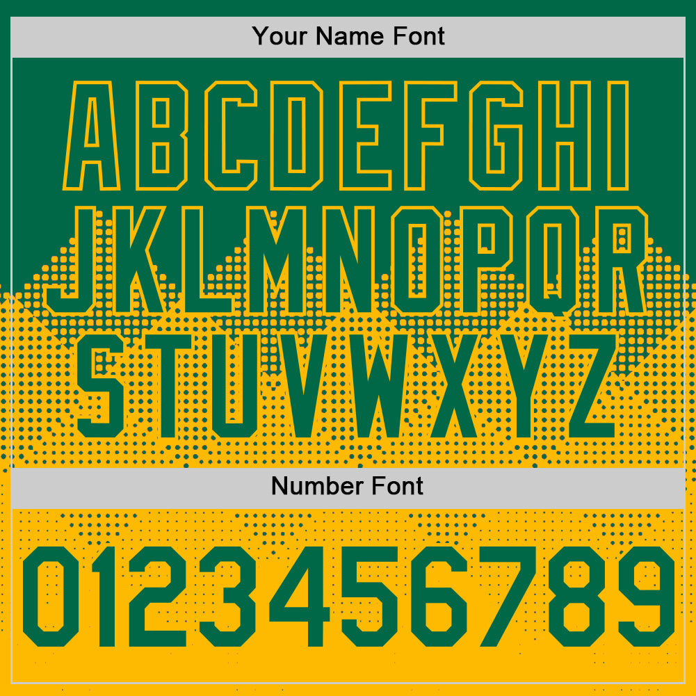 Custom Kelly Green Gold 3D Pattern Design Gradient Square Shapes Authentic Baseball Jersey - Sky-Custom