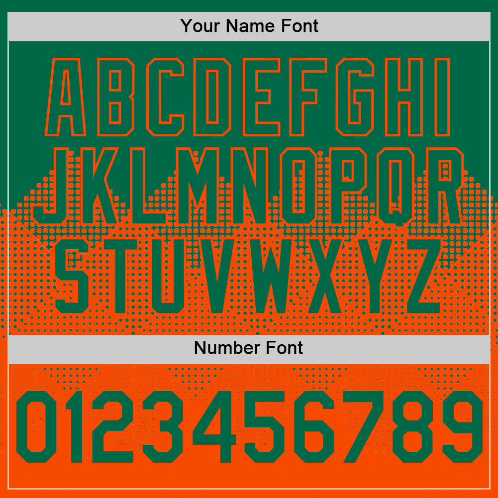Custom Kelly Green Orange 3D Pattern Design Gradient Square Shapes Authentic Baseball Jersey - Sky-Custom