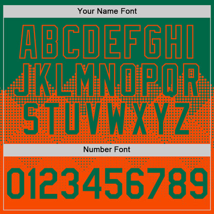 Custom Kelly Green Orange 3D Pattern Design Gradient Square Shapes Authentic Baseball Jersey - Sky-Custom