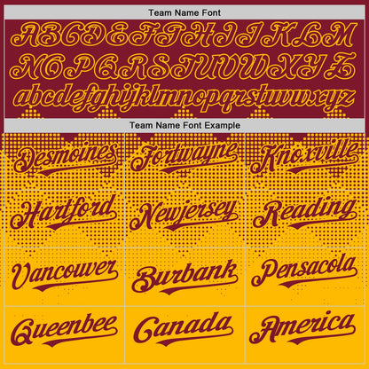 Custom Crimson Gold 3D Pattern Design Gradient Square Shapes Authentic Baseball Jersey - Sky-Custom
