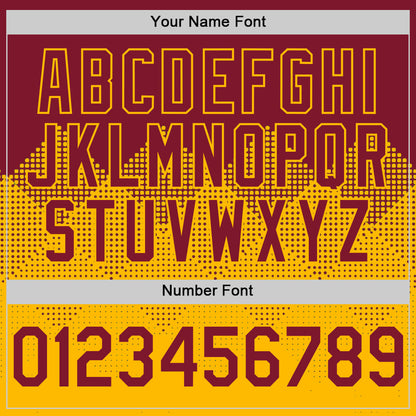 Custom Crimson Gold 3D Pattern Design Gradient Square Shapes Authentic Baseball Jersey - Sky-Custom