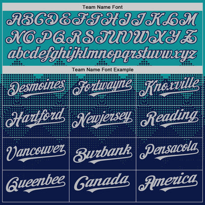 Custom Teal Gray-Navy 3D Pattern Design Gradient Square Shapes Authentic Baseball Jersey - Sky-Custom