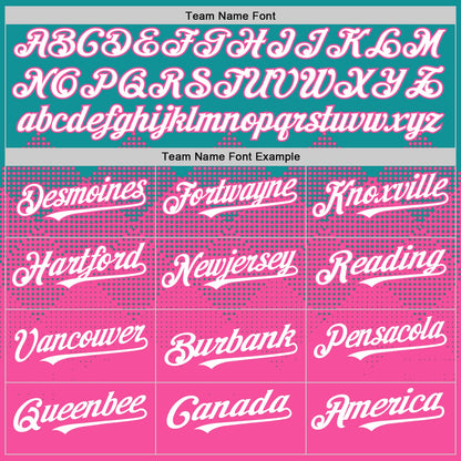Custom Teal White-Pink 3D Pattern Design Gradient Square Shapes Authentic Baseball Jersey - Sky-Custom