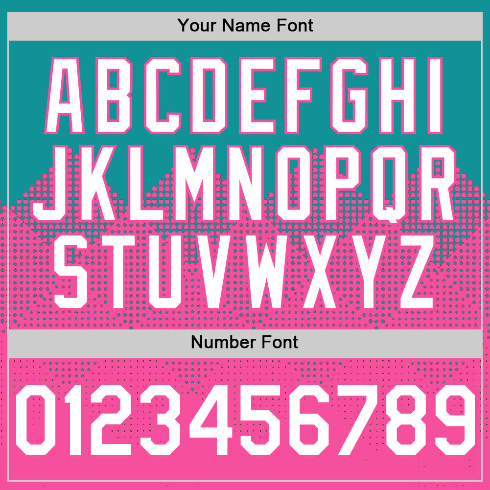 Custom Teal White-Pink 3D Pattern Design Gradient Square Shapes Authentic Baseball Jersey - Sky-Custom