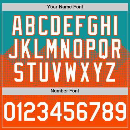 Custom Teal White-Orange 3D Pattern Design Gradient Square Shapes Authentic Baseball Jersey - Sky-Custom