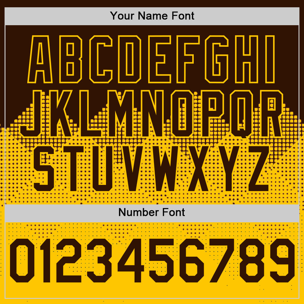 Custom Brown Gold 3D Pattern Design Gradient Square Shapes Authentic Baseball Jersey - Sky-Custom