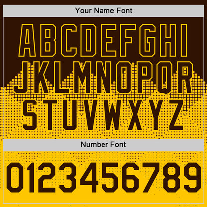 Custom Brown Gold 3D Pattern Design Gradient Square Shapes Authentic Baseball Jersey - Sky-Custom