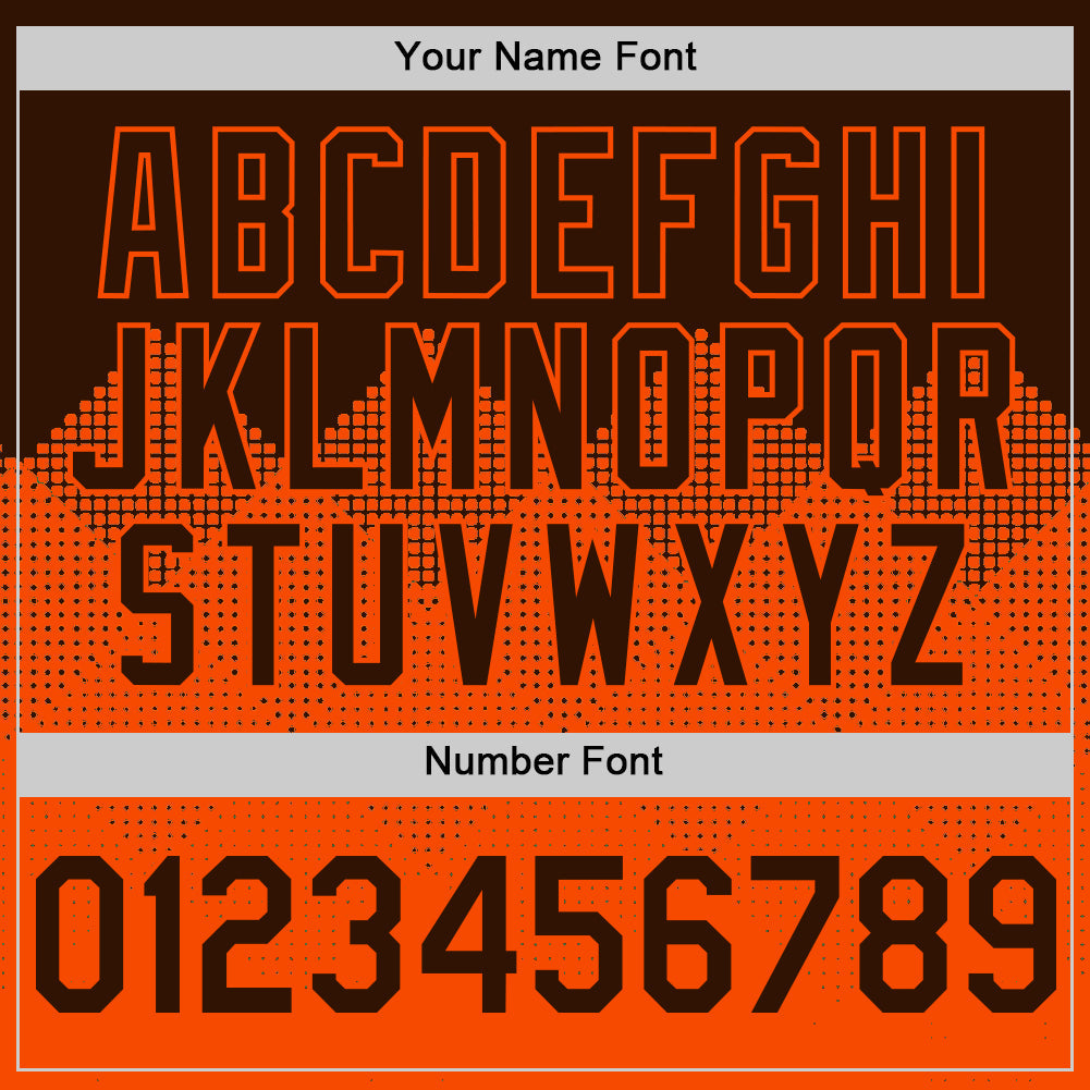 Custom Brown Orange 3D Pattern Design Gradient Square Shapes Authentic Baseball Jersey - Sky-Custom