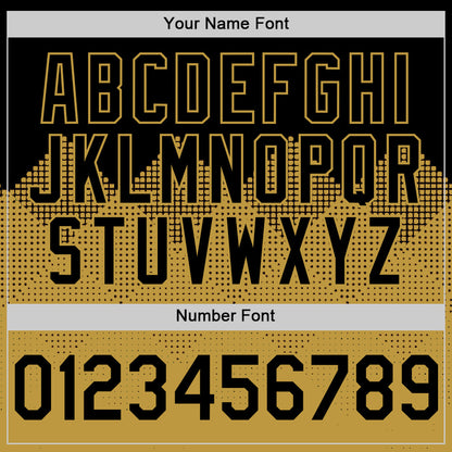 Custom Black Old Gold 3D Pattern Design Gradient Square Shapes Authentic Baseball Jersey - Sky-Custom