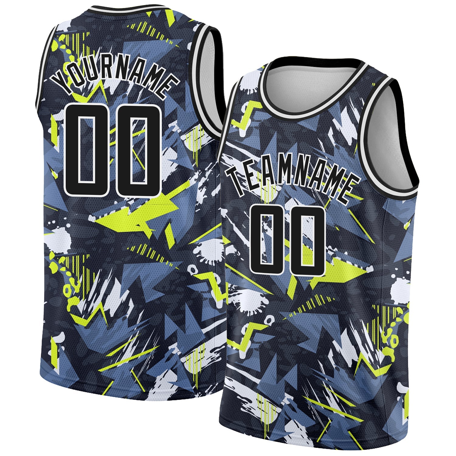 Custom Black White 3D Pattern Design Abstract Grunge Art Authentic Basketball Jersey - Sky-Custom