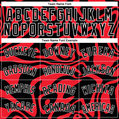 Custom Red Black-White 3D Pattern Design Abstract Psychedelic Liquid Wave Authentic Basketball Jersey - Sky-Custom