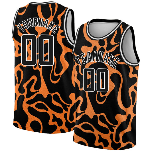 Custom Black Bay Orange-White 3D Pattern Design Tiger Prints Authentic Basketball Jersey - Sky-Custom