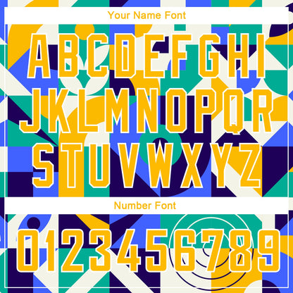 Custom Royal Gold-White 3D Pattern Design Abstract Geometric Shapes Authentic Basketball Jersey - Sky-Custom