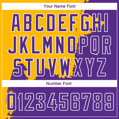 Custom Gold Purple-White 3D Pattern Design Abstract Grunge Halftone Art Authentic Basketball Jersey - Sky-Custom