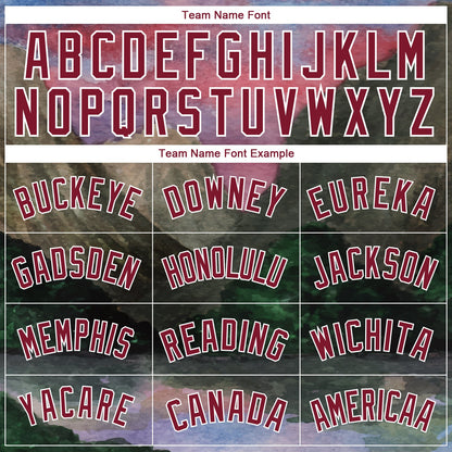 Custom White Maroon 3D Pattern Design Natural Landscape Watercolor Style Authentic Basketball Jersey - Sky-Custom