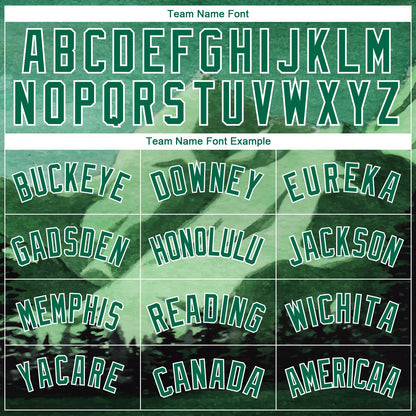 Custom Kelly Green White 3D Pattern Design Natural Landscape Watercolor Style Authentic Basketball Jersey - Sky-Custom