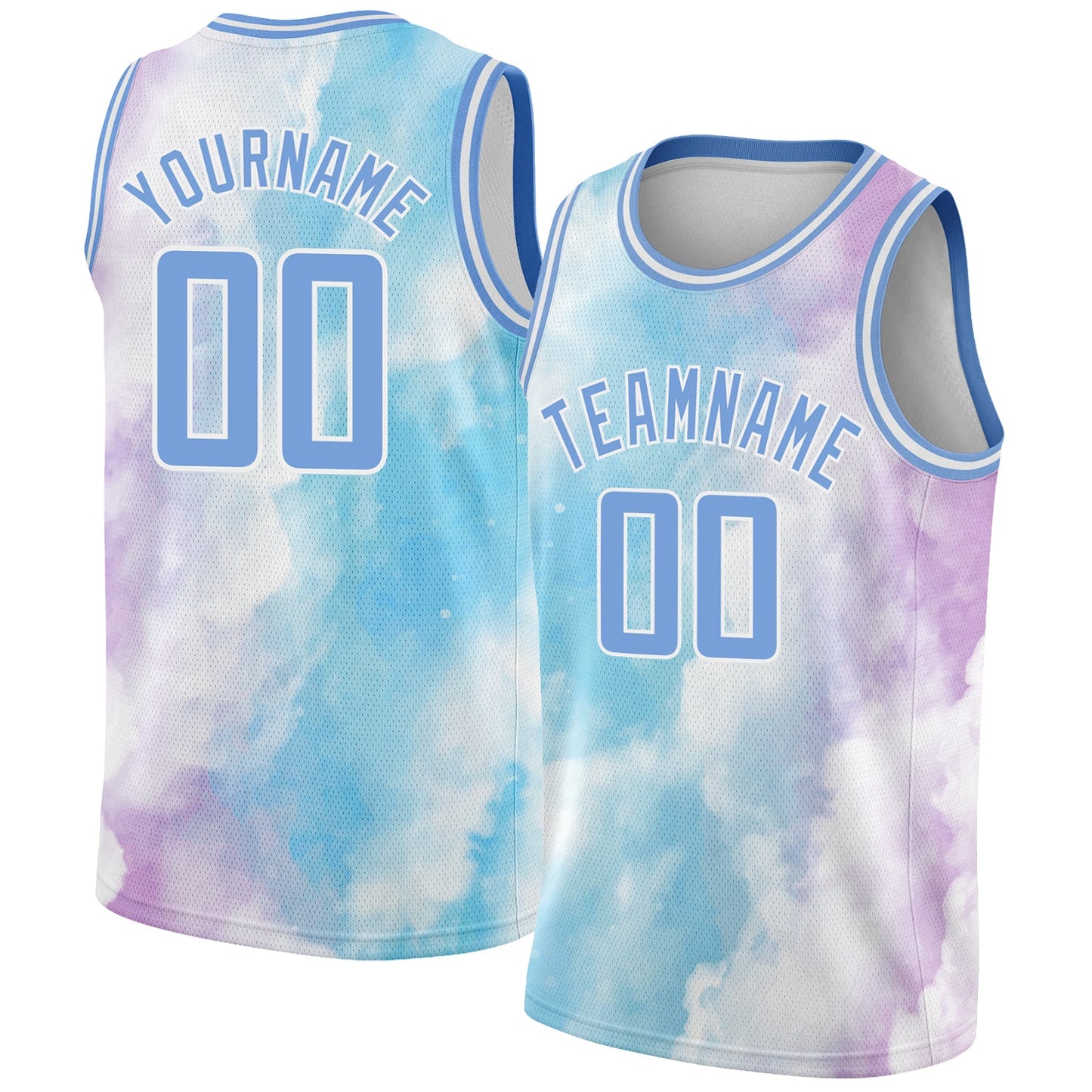 Custom White Light Blue-Purple 3D Pattern Design Sky With Clouds Watercolor Style Authentic Basketball Jersey - Sky-Custom