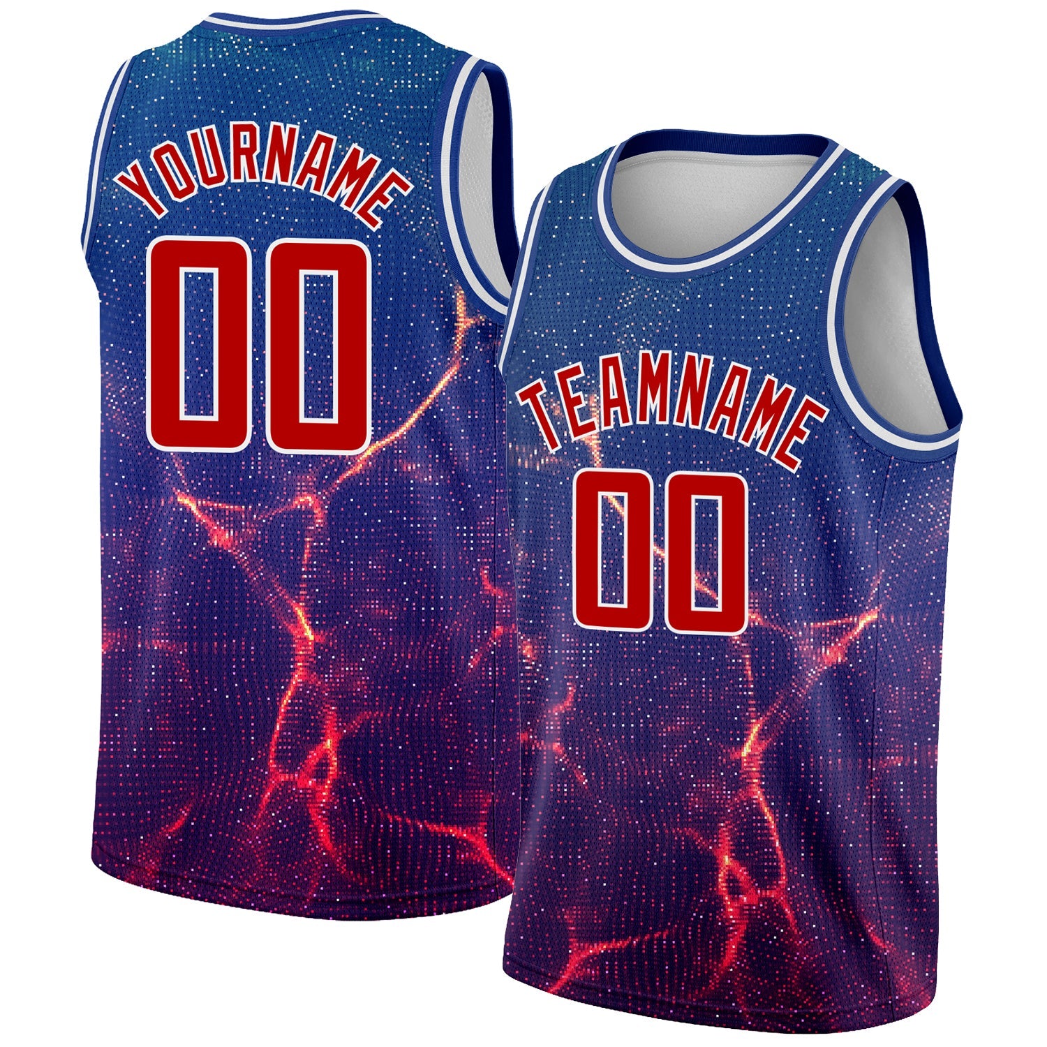 Custom Royal White-Red 3D Pattern Design Abstract Violet Wave Authentic Basketball Jersey - Sky-Custom