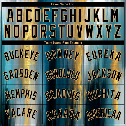Custom Old Gold Black 3D Pattern Design Gold Foil Authentic Basketball Jersey - Sky-Custom