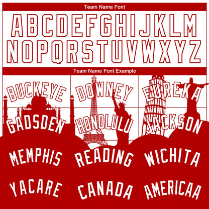 Custom White Red Holiday Travel Monuments Silhouette Authentic City Edition Basketball Jersey - Sky-Custom