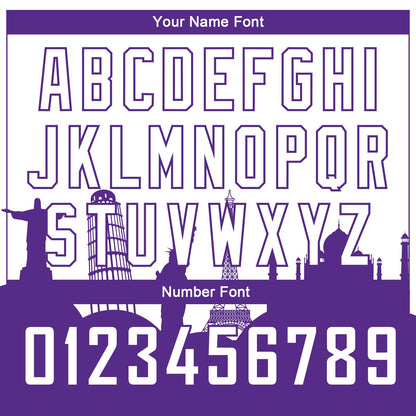 Custom White Purple Holiday Travel Monuments Silhouette Authentic City Edition Basketball Jersey - Sky-Custom
