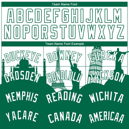Custom White Kelly Green Holiday Travel Monuments Silhouette Authentic City Edition Basketball Jersey - Sky-Custom