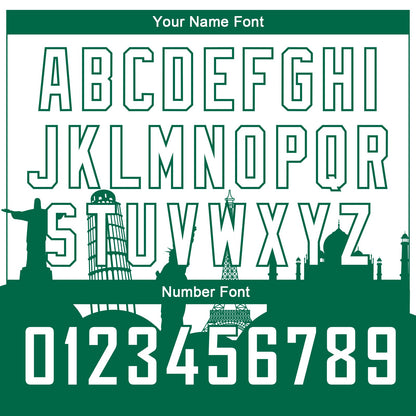 Custom White Kelly Green Holiday Travel Monuments Silhouette Authentic City Edition Basketball Jersey - Sky-Custom