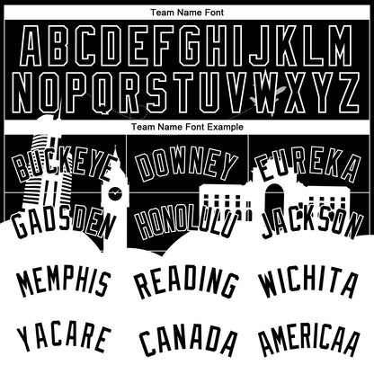 Custom Black White Holiday Travel Monuments Silhouette Authentic City Edition Basketball Jersey - Sky-Custom