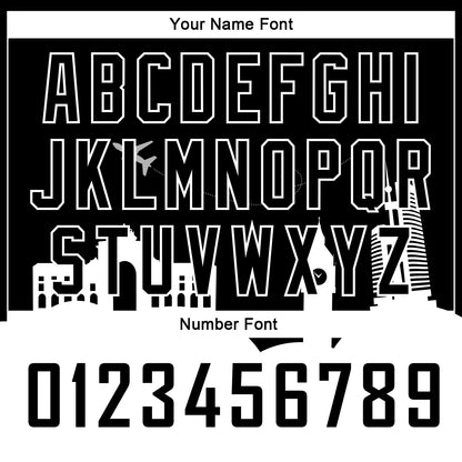 Custom Black White Holiday Travel Monuments Silhouette Authentic City Edition Basketball Jersey - Sky-Custom