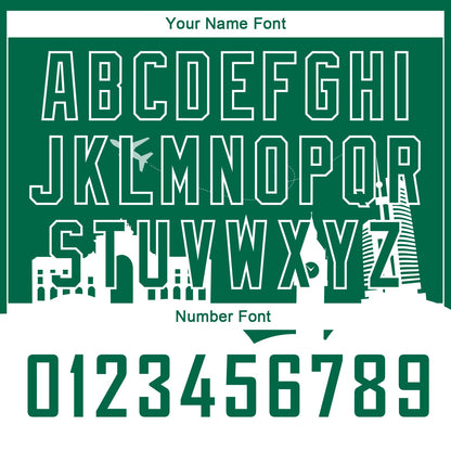 Custom Kelly Green White Holiday Travel Monuments Silhouette Authentic City Edition Basketball Jersey - Sky-Custom