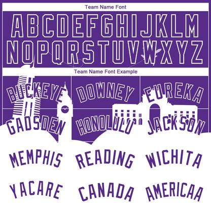 Custom Purple White Holiday Travel Monuments Silhouette Authentic City Edition Basketball Jersey - Sky-Custom